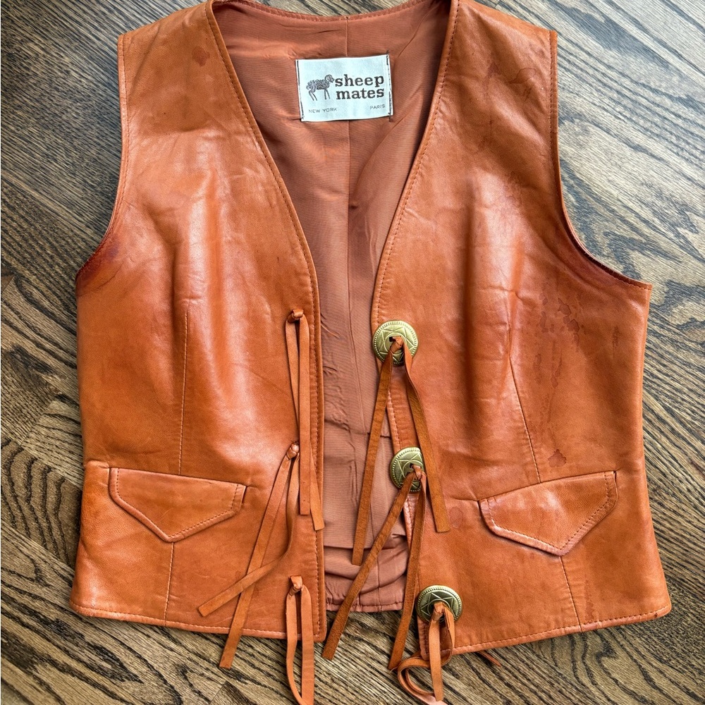 Vintage Sheep Mates Leather Vest